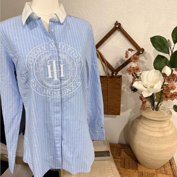 Tommy Hilfiger Tops - Tommy Hilfiger Light Blue Pinstripe Shirt
